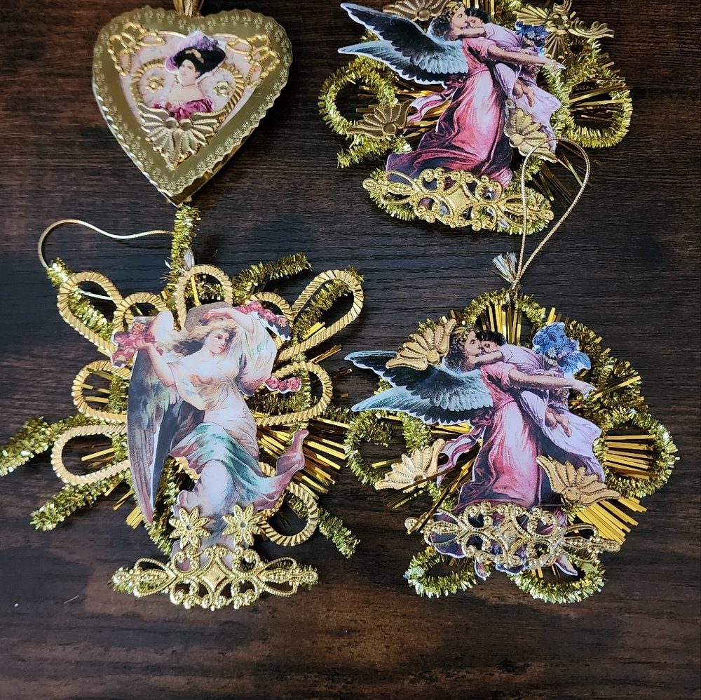 Vintage Dresden Victorian Inspired Ornaments